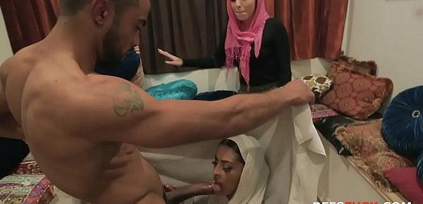  Chicks in HIJAB fuck BBC one las time before marriage